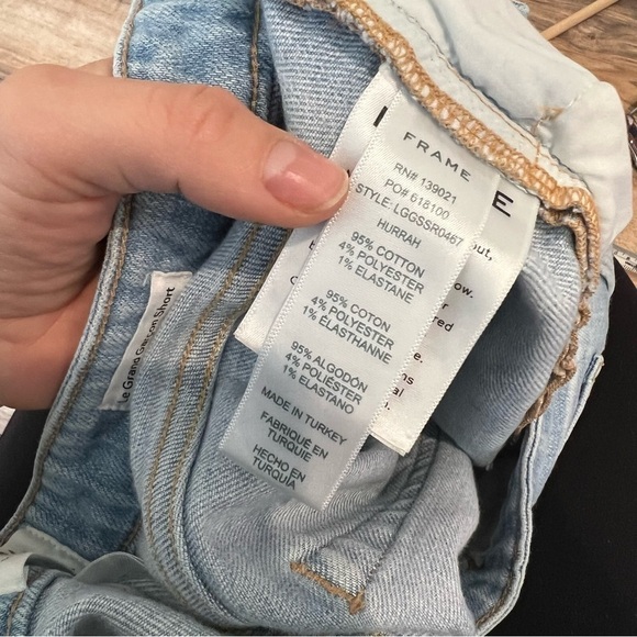 Frame Le Grand Garcon Raw-Edge Denim Shorts - Picture 11 of 13